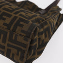 FENDI Zucca Canvas Tote Bag Black Brown Auth 159736-14