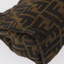 FENDI Zucca Canvas Tote Bag Black Brown Auth 159736-15