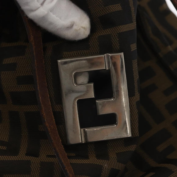 FENDI Zucca Canvas Tote Bag Black Brown Auth 159736