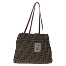 FENDI Zucca Canvas Tote Bag Black Brown Auth 159736-1