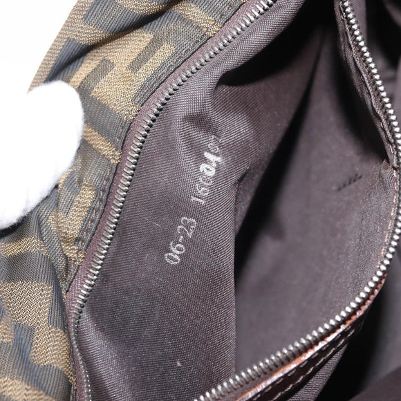 FENDI Zucca Canvas Tote Bag Black Brown Auth 159736
