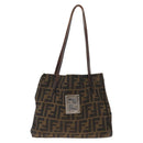 FENDI Zucca Canvas Tote Bag Black Brown Auth 159736-13