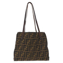 FENDI Zucca Canvas Tote Bag Black Brown Auth 159736-2