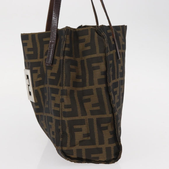 FENDI Zucca Canvas Tote Bag Black Brown Auth 159736