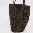 FENDI Zucca Canvas Tote Bag Black Brown Auth 159736-4