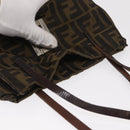 FENDI Zucca Canvas Tote Bag Black Brown Auth 159736-6