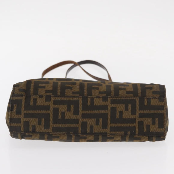 FENDI Zucca Canvas Tote Bag Black Brown Auth 159736