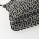 FENDI Zucchino Canvas Shoulder Bag Navy Silver Auth 159737-11