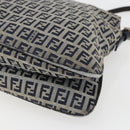 FENDI Zucchino Canvas Shoulder Bag Navy Silver Auth 159737-15