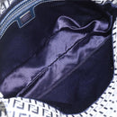 FENDI Zucchino Canvas Shoulder Bag Navy Silver Auth 159737-17