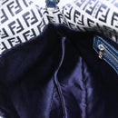 FENDI Zucchino Canvas Shoulder Bag Navy Silver Auth 159737-19