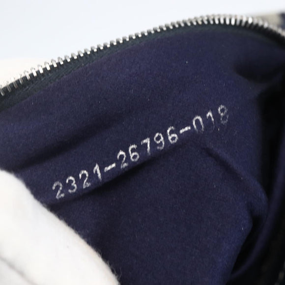 FENDI Zucchino Canvas Shoulder Bag Navy Silver Auth 159737