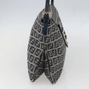 FENDI Zucchino Canvas Shoulder Bag Navy Silver Auth 159737-3