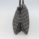 FENDI Zucchino Canvas Shoulder Bag Navy Silver Auth 159737-5