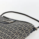 FENDI Zucchino Canvas Shoulder Bag Navy Silver Auth 159737-8