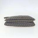 FENDI Zucchino Canvas Shoulder Bag Navy Silver Auth 159737-9