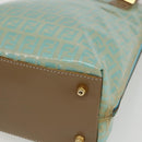 FENDI Zucchino Canvas Hand Bag Enamel Light Blue Gold Auth 159738-9