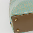 FENDI Zucchino Canvas Hand Bag Enamel Light Blue Gold Auth 159738-14