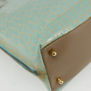 FENDI Zucchino Canvas Hand Bag Enamel Light Blue Gold Auth 159738-16