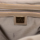 FENDI Zucchino Canvas Hand Bag Enamel Light Blue Gold Auth 159738-17