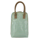 FENDI Zucchino Canvas Hand Bag Enamel Light Blue Gold Auth 159738-13