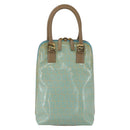 FENDI Zucchino Canvas Hand Bag Enamel Light Blue Gold Auth 159738-2