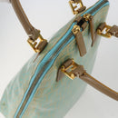 FENDI Zucchino Canvas Hand Bag Enamel Light Blue Gold Auth 159738-6