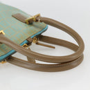 FENDI Zucchino Canvas Hand Bag Enamel Light Blue Gold Auth 159738-7