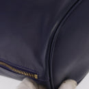 CELINE Circle Shoulder Bag Leather Navy Gold Auth 159739-8