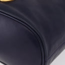 CELINE Circle Shoulder Bag Leather Navy Gold Auth 159739-15