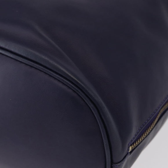 CELINE Circle Shoulder Bag Leather Navy Gold Auth 159739