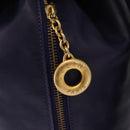 CELINE Circle Shoulder Bag Leather Navy Gold Auth 159739-18