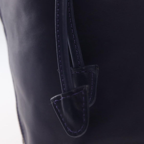 CELINE Circle Shoulder Bag Leather Navy Gold Auth 159739