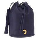 CELINE Circle Shoulder Bag Leather Navy Gold Auth 159739-1