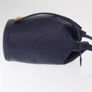 CELINE Circle Shoulder Bag Leather Navy Gold Auth 159739-3