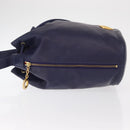 CELINE Circle Shoulder Bag Leather Navy Gold Auth 159739-4
