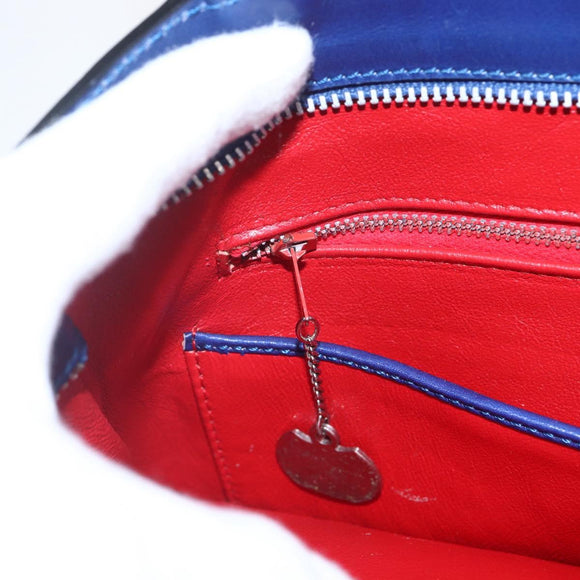 CELINE Hand Bag Leather Blue Silver Auth 159740