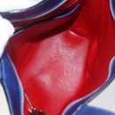 CELINE Hand Bag Leather Blue Silver Auth 159740-17