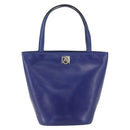 CELINE Hand Bag Leather Blue Silver Auth 159740-2