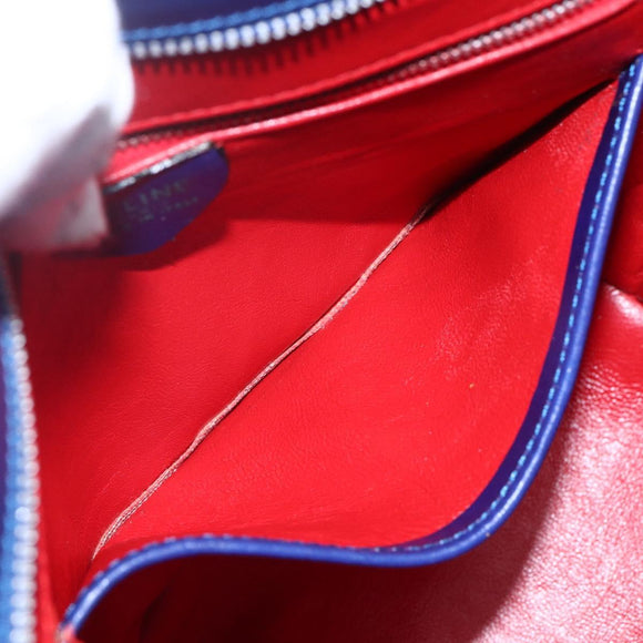 CELINE Hand Bag Leather Blue Silver Auth 159740