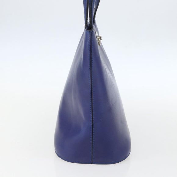 CELINE Hand Bag Leather Blue Silver Auth 159740