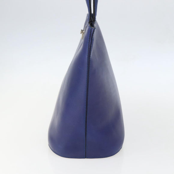 CELINE Hand Bag Leather Blue Silver Auth 159740