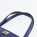 CELINE Hand Bag Leather Blue Silver Auth 159740-8