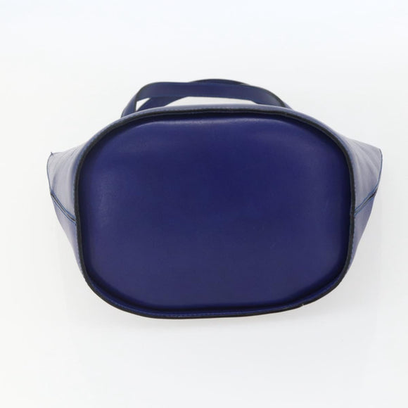CELINE Hand Bag Leather Blue Silver Auth 159740