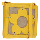 CELINE Shoulder Bag Leather Yellow Silver Auth 159741-1