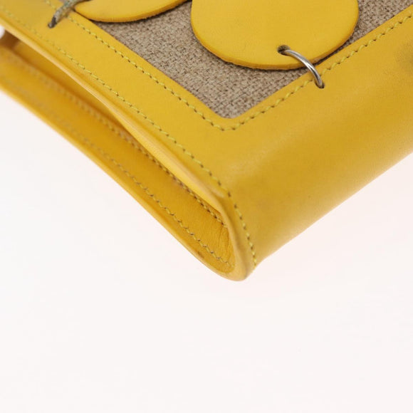CELINE Shoulder Bag Leather Yellow Silver Auth 159741