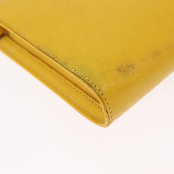 CELINE Shoulder Bag Leather Yellow Silver Auth 159741