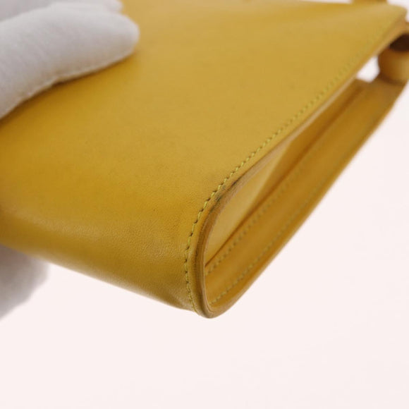 CELINE Shoulder Bag Leather Yellow Silver Auth 159741