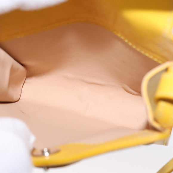 CELINE Shoulder Bag Leather Yellow Silver Auth 159741
