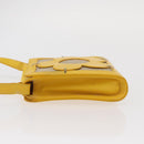 CELINE Shoulder Bag Leather Yellow Silver Auth 159741-4